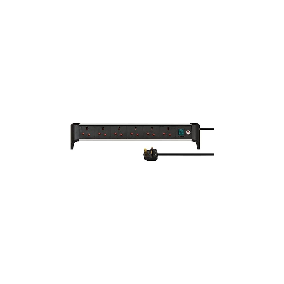 Alu-Office-Line Power Strip 6-Fold /Extension Lead For The Desk (With Switch And 3M Cable, Made In Germany) 4007123677573