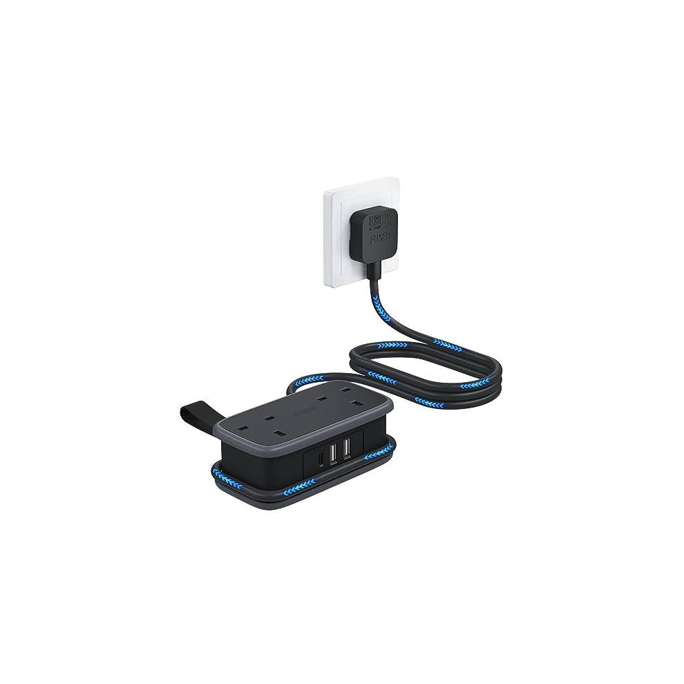 Travel Extension Lead, Extension Lead With Usb Slots, 1.2M Extension Cord Compact Extension Lead With 2 Way Outlets 3 Usbï¼1 Type C) For Cruise 6941833918282