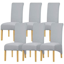Dining Chair Slipcover XL Size High Back Chair Cover Stretch Spandex Chair Protector for Wedding Party Banquet Hotel Home Decor Grey 6 pieces
