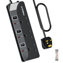 Extension Lead 3 Way Plug Sockets with Individual Switches Wall Mountable Power Strip 3M Extension Cable 13A Fused UK Plug 3250W