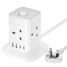 Cube Extension Lead with USB Slots, Hotimy 4 Way Multi Plug Extension Socket with 2 USB C and 2 USB A, 13A 3250W Power Strip with Switch 1.5M