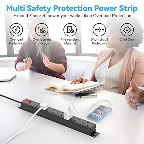 Extension Lead Surge Protection 7 Way Multi Plug Power Strip with ...