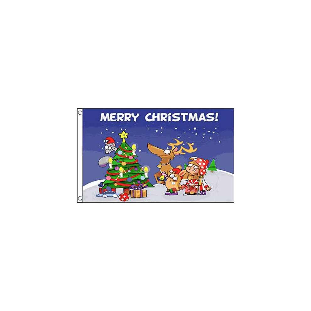 Christmas Scene Flag 5 x 3 FT - 100% Polyester With Eyelets