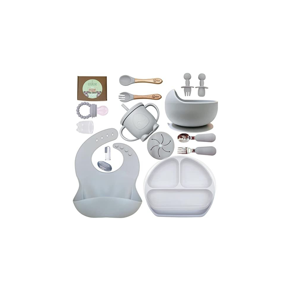 Baby Led Weaning Feeding Supplies For Toddlers, Baby Feeding Set (17 Pcs) | Suction Silicone Baby Bowl Self Eating Utensils With Fruit Feeder, O'doe