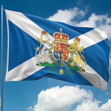 Scottish Flag - Scotland Flag - St Andrews Saltire Flag with Royal Coat of Arms - Double-sided Digital Print - 110Den Thick polyester - Double Seam -
