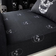 Skulls Double Fitted Sheet Grey