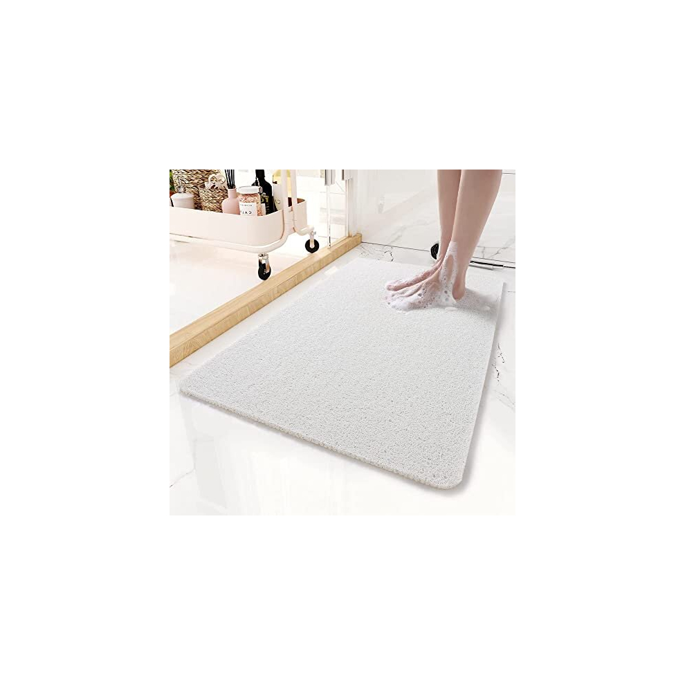 Mtwsjia Bath Mat For Inside Shower, Loofah Shower Mat Non Slip Anti Mould Antibacterial Soft Pvc Bath Mat For Bathroom Wet Shower Areas(40X60cm)(White) White