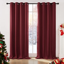 Christmas Curtains Thermal Insulated Eyelet Blackout Curtains 46 x 90 Drop Inch Red 1 Pair