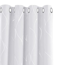 Christmas Decorations Eyelet Blackout Curtains, Silver Wave Line Foil Printed Thermal Insulated Curtains for Livingroom, 66 x 72 Inch(Width x Length),
