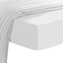 Deluxe 100% Cotton White Single Fitted Sheet 1 Pc, 600 Thread Count Long Staple Cotton Single Bed Sheets 90x200, Luxurious Sateen 40 cm Deep Pocket