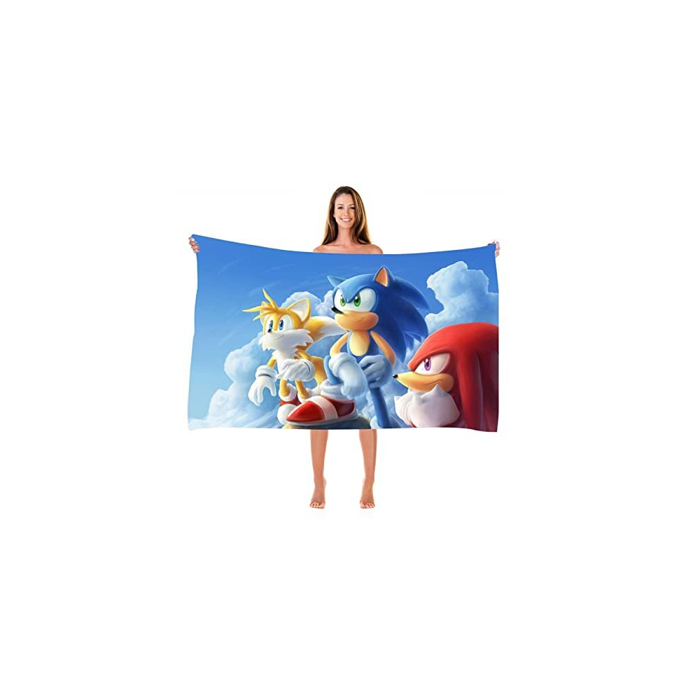 Sonic 3D Print Bath Towel for Kids Pool Towel Children's Bath Sheets Ultra Soft Super Absorbent Durability Beach Sauna Bathroom Face Towels Teens