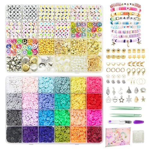 Clay Beads Bracelet Making kit, 7500pcs Jewelry Making Kit, Polymer ...