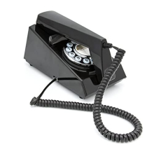 Trim Phone, Push Button Retro Landline Corded Telephone, Authentic Bell Ring for Home, Hotels-(Black)