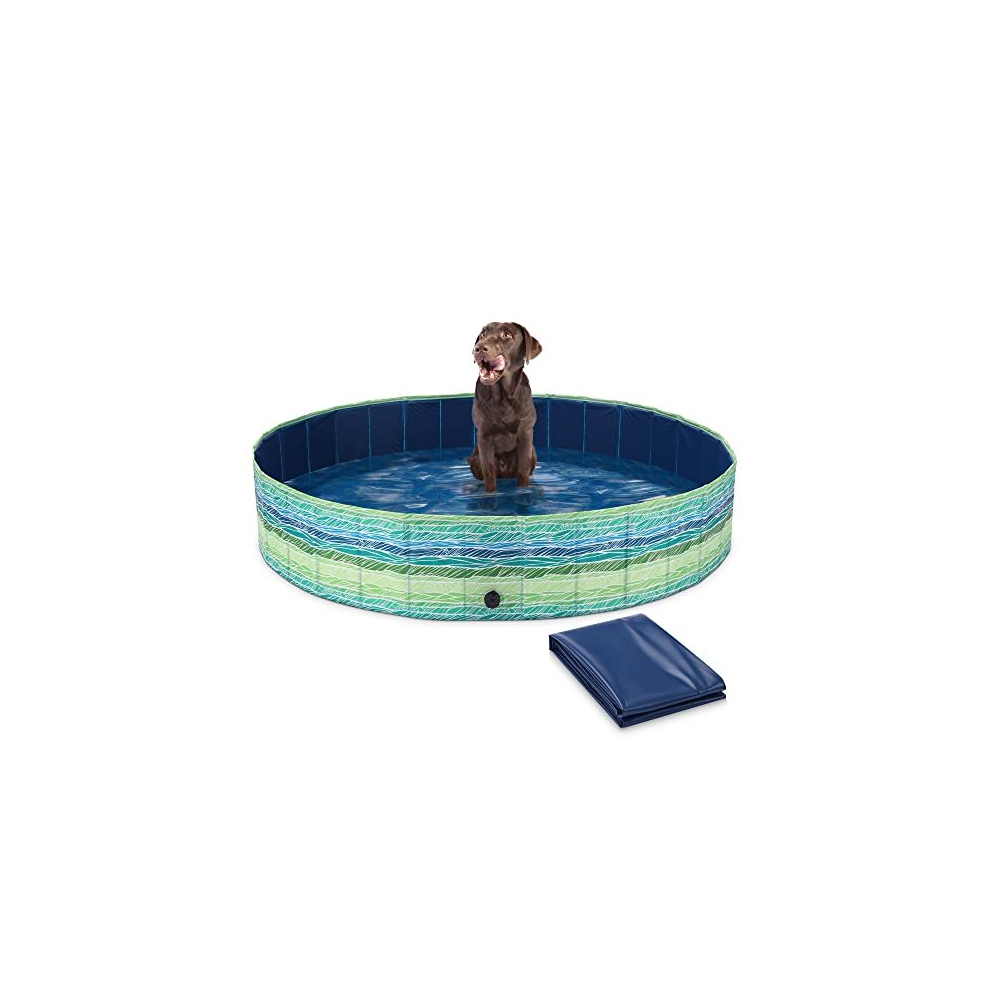 Dog Pool with Print - 160 cm Paddling Pool for Dogs - Extra Large XL Pet Swimming Pool to Fill with Water in Hot Weather - Includes Cover 