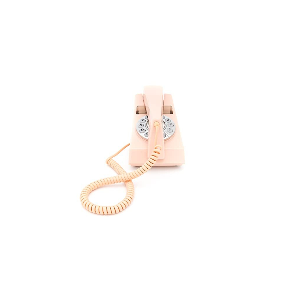 Trim Phone, Push Button Retro Landline Corded Telephone, Authentic Bell Ring for Home, Hotels- (Carnation Pink)