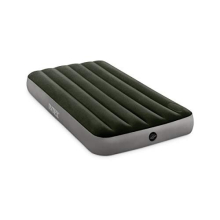 64761E Dura-Beam Standard Downy Air Mattress: Fiber-Tech – Twin Size – Built-in Foot Pump – 10in Bed Height – 300lb Weight Capacity, Green