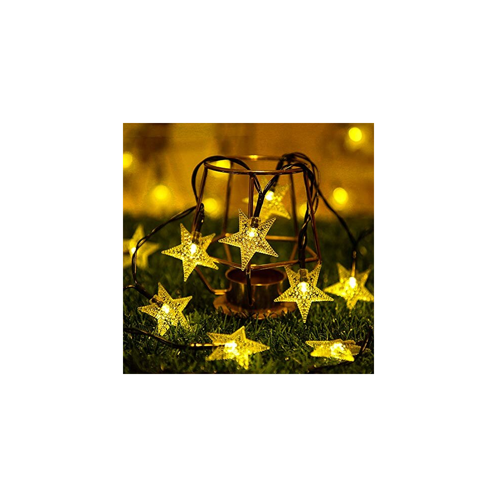 Fohil Solar String Lights Garden 100 Led 12M Star Christmas Lights Outdoor Fairy Lights Solar Powered Waterproof Outdoor Christmas Decorations 8 Modes