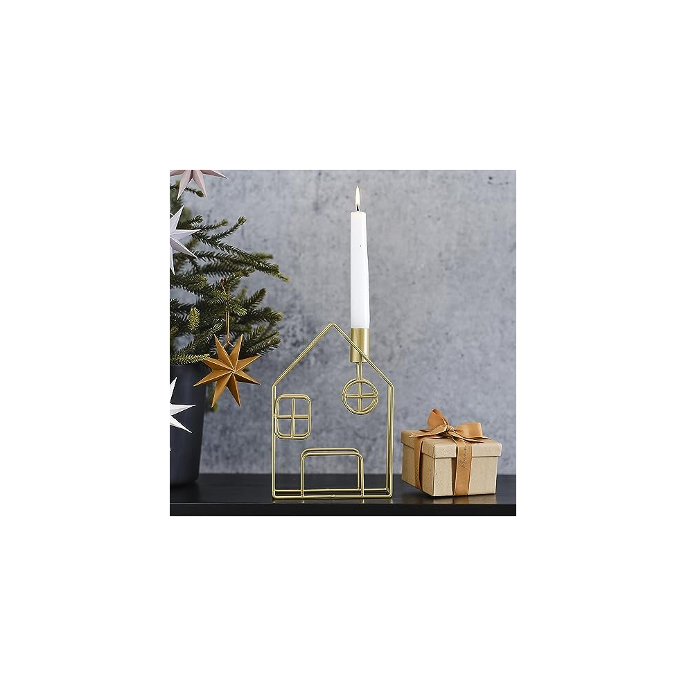 Gold Metal House Christmas Candle Holder Tabletop Fireplace Decoration