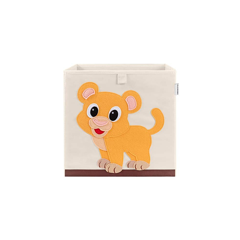 Foldable Animal Cube Storage Bins Fabric Toy Box/Chest/Organizer for Kids Nursery, 13 inch (Baby Lion)