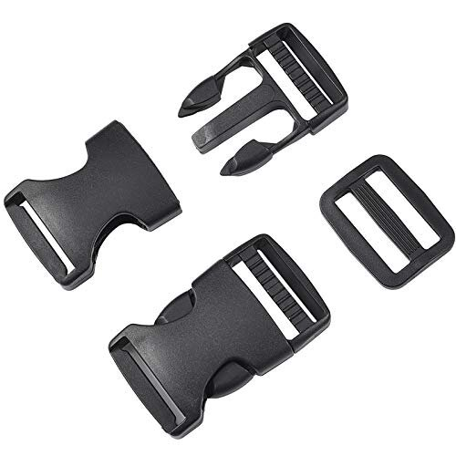 48Pcs 25mm Side Release Plastic Buckle with Triglide for Luggage