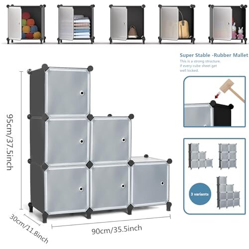 Cube Storage with Doors is a Stackable 6 Cube Storage Unit Designed for Bedroom and Clothes Storage Unit, DIY Modular Storage Cubes, Portable Wardrobe 2
