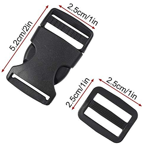 48Pcs 25mm Side Release Plastic Buckle with Triglide for Luggage
