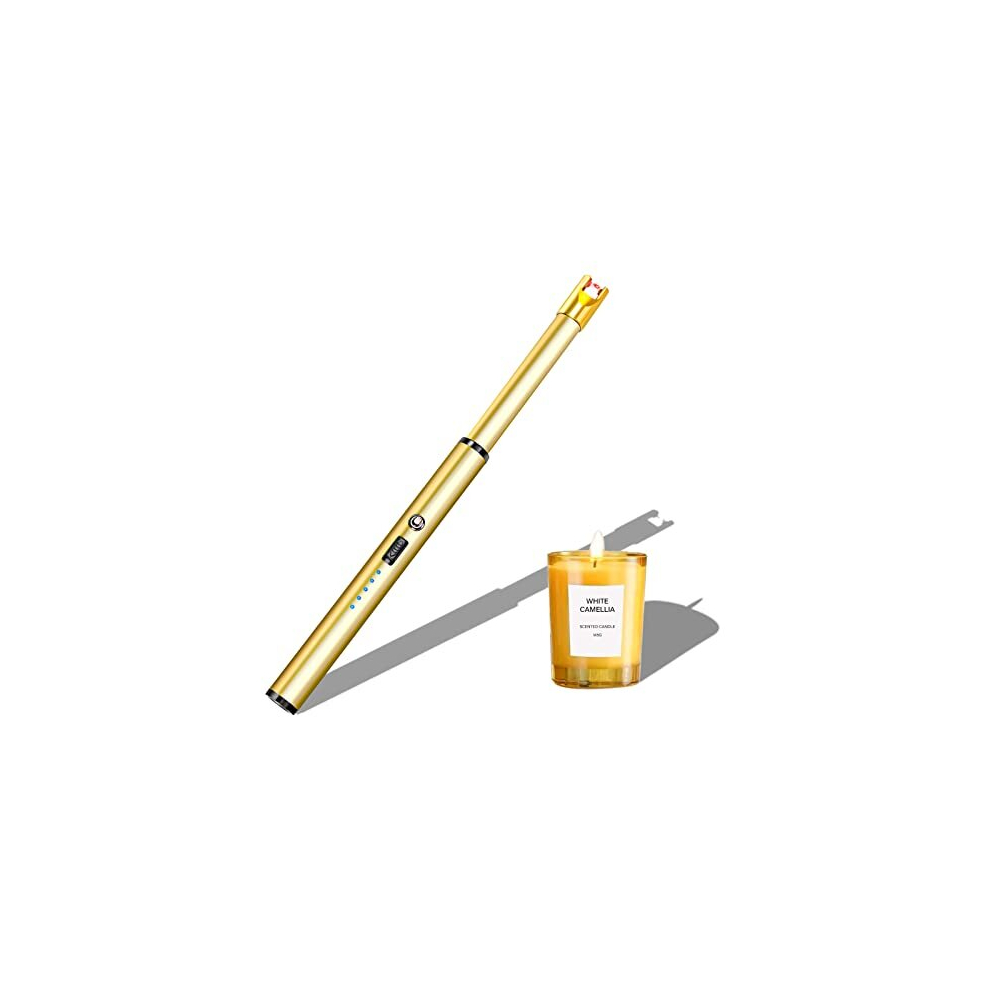 Navpeak Gold Candle Lighter Long Neck Windproof Electric Arc Lighter For Gas Stove Fireplace Bbq Kitchen Grills (Gold)