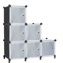 Cube Storage with Doors is a Stackable 6 Cube Storage Unit Designed for Bedroom and Clothes Storage Unit, DIY Modular Storage Cubes, Portable Wardrobe