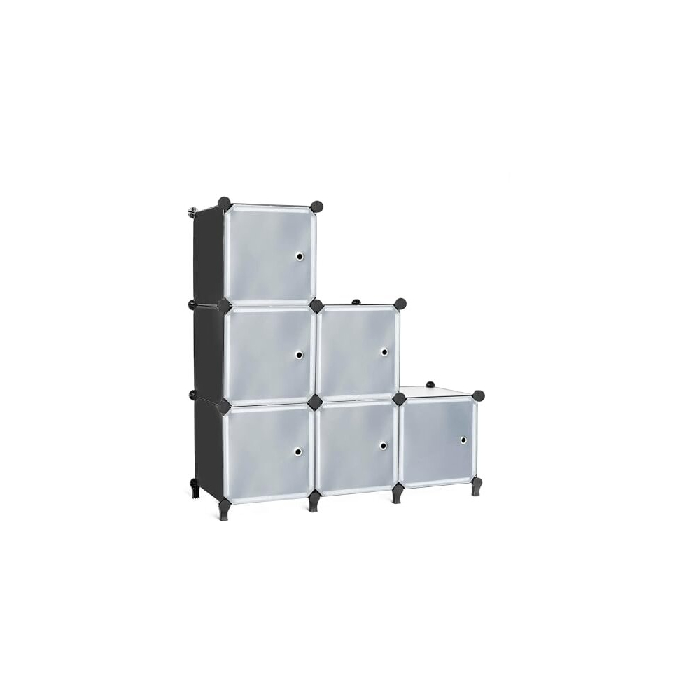 Cube Storage with Doors is a Stackable 6 Cube Storage Unit Designed for Bedroom and Clothes Storage Unit, DIY Modular Storage Cubes, Portable Wardrobe