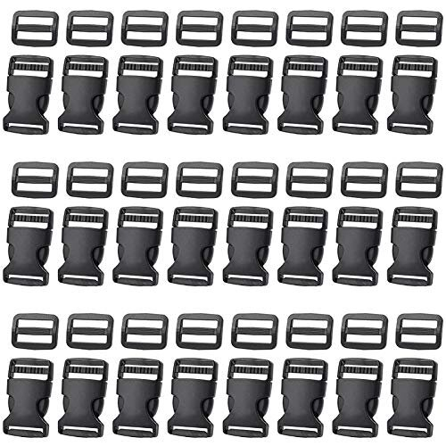 48Pcs 25mm Side Release Plastic Buckle with Triglide for Luggage