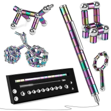 Multicolor Fidget Pen with Magnetic Balls - Decompression Stress-Relief Pen, Blue Ink, Portable Office & School Toy for Kids & Adults