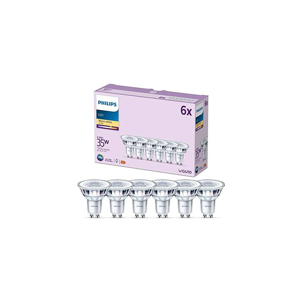 LED Classic Spot Light Bulb 6 Pack [Warm White 2700K - GU10] 35W, Non Dimmable. for Home Indoor Lighting.