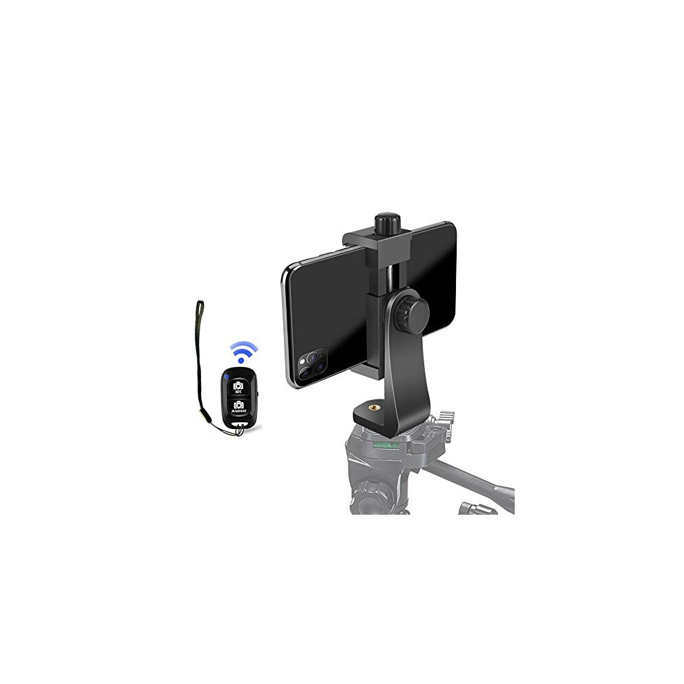 Phone Tripod Mount For Iphone, Cellphone Holder Clamp Adapter With Bluetoot Remote 360 Degree Swivel For 3.5In To 7In All Smartphone, Iphone 12 Pro 11 778809227095