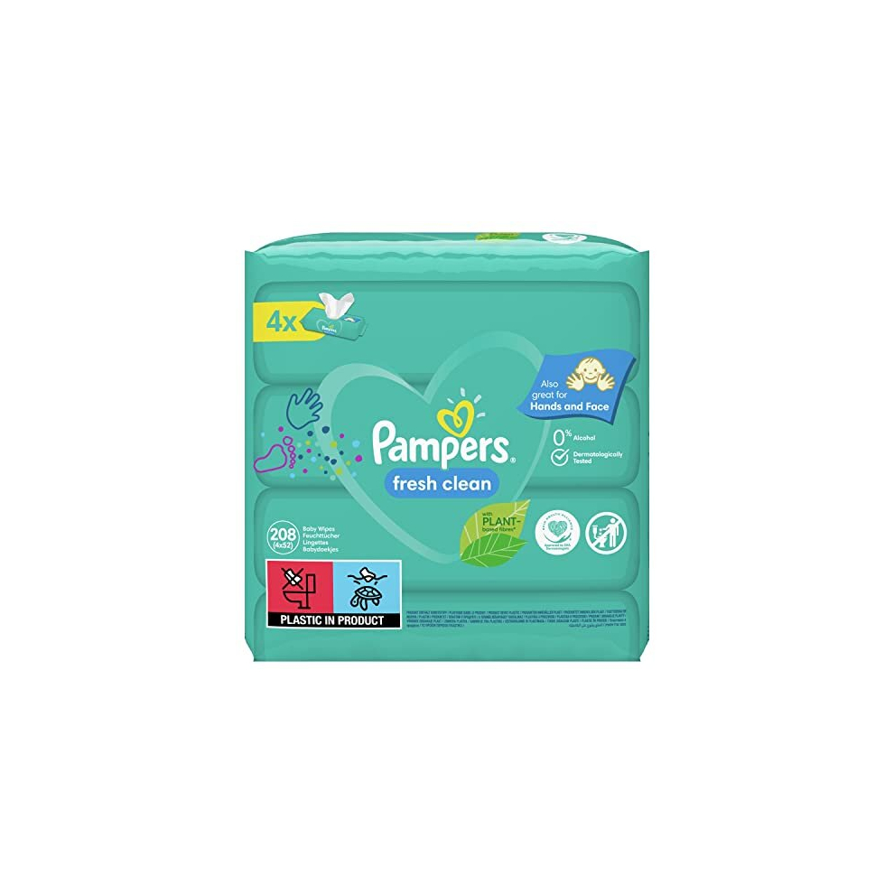 Clean Baby Scent Wipes, turquoise fresh, 208 each