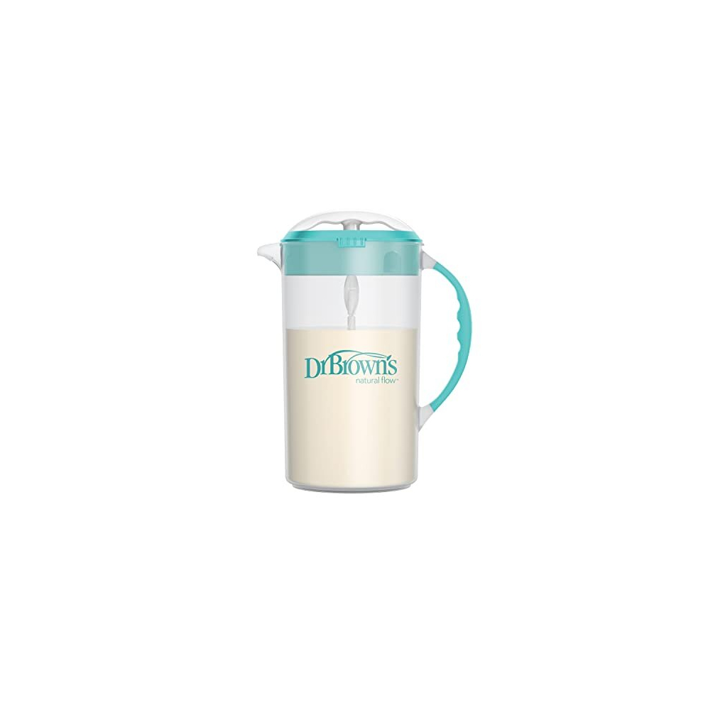 Baby Formula Mixing Pitcher with Adjustable Stopper, Locking Lid, & No Drip Spout, 32oz, BPA Free, Teal