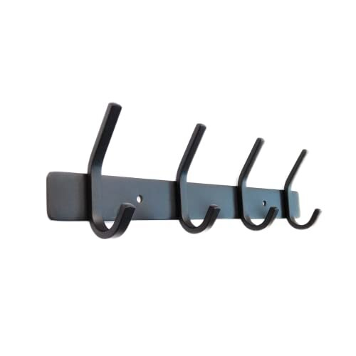 UK Seller Black Stainless Steel Wall Coat Hook Rack 4 Hooks for