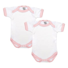 Baby Bodysuits, Baby Boys & Girls Bodysuit Vests, Contrast Trim, Made in Britain, 2 Pack, White/Pink, 0-3 Months