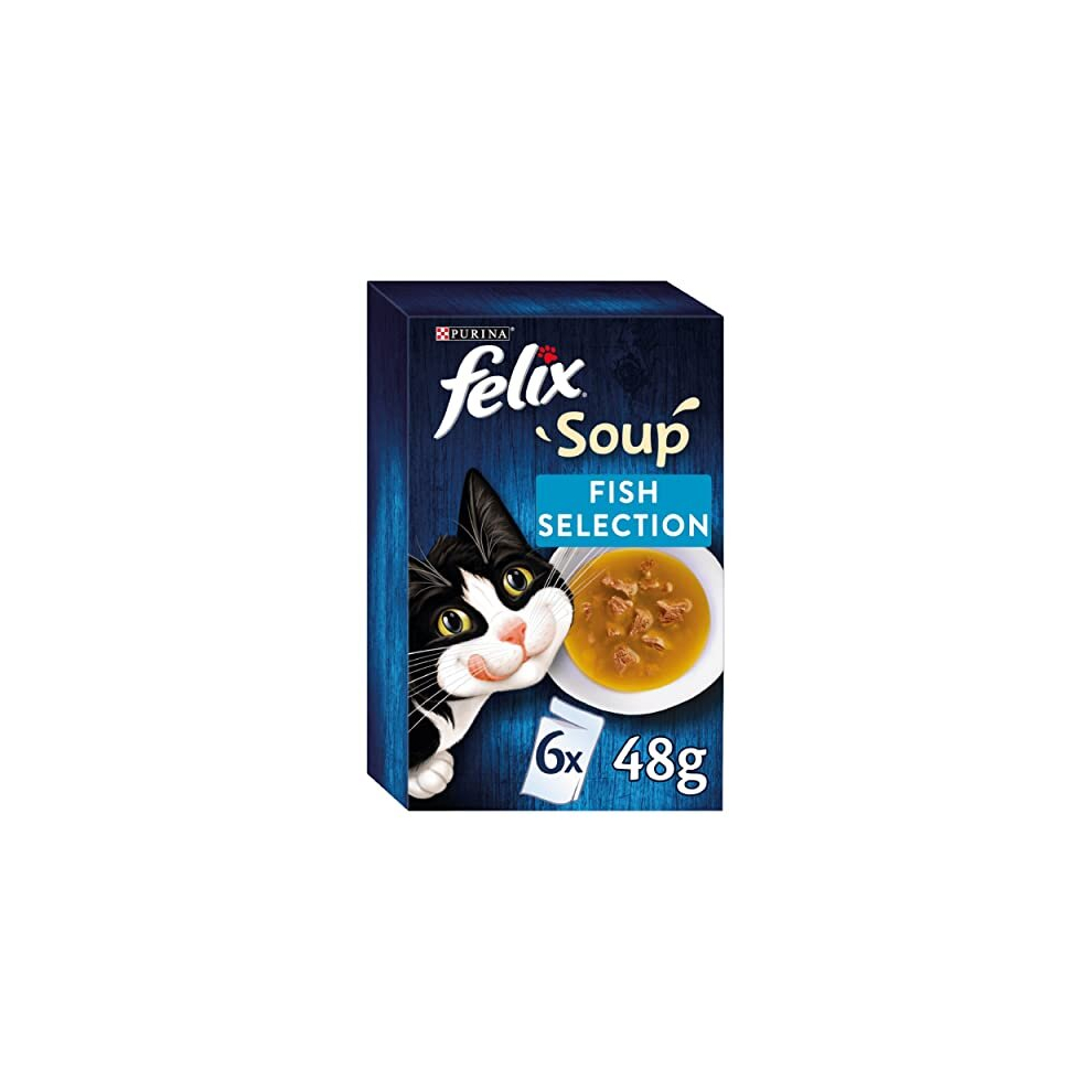 Soup Adult Wet Cat Food Farm Selection Variety 6 x 48g Pouches, Pack of 8