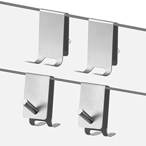 Shower Door Hooks, 4 Packs Over The Door Hook for Bathroom SUS304 ...