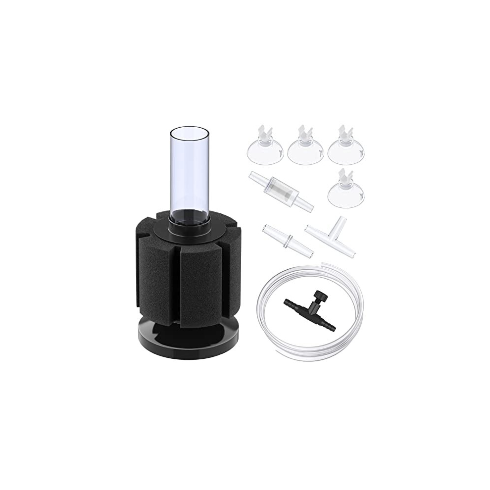 Aquarium Nano Bio Sponge Filter Quiet Betta Fry Shrimp and Small Fish Foam Filter with Tubing Suction Cup Check Valve Connector and Control Valve