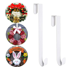 2Pack Christmas Wreath Metal Hanger Hook for Thick Front Door,Garland Hanger Hook Holders Over The Door Hooks Christmas Wreath Hanging Hook for Xmas
