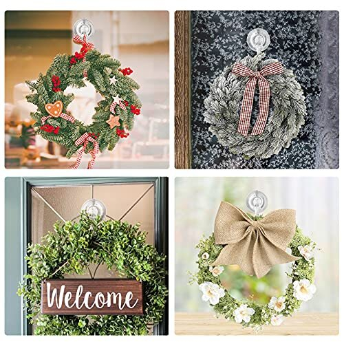 Door Wreath Hanger 22LB Suction Cup Wreath Hooks Pack Clear