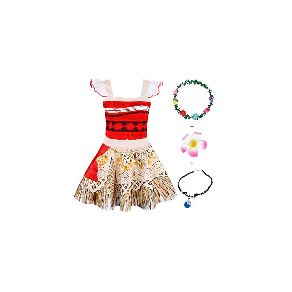 Moana Costume Princess Moanas Dress up for Girls Kids Fancy Party Adventure Outfit Child Holiday Ceremony Birthday Cosplay Dressing up Clothes 1-2