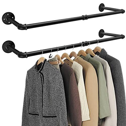 Cloth Rail Wall Mounted Clothes Rail, 2Pcs Cloth Racks, 92cm Heavy Duty