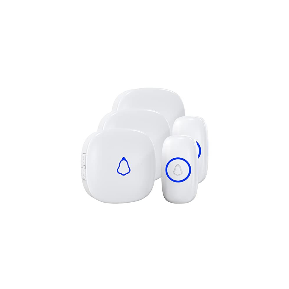 Wireless Doorbell, 2 Plug In Receiver 2 Bell Push Waterproof Battery Operated Cordless Doorbell Operating At 1,000 Feet Long Range Chimes Volume 5014285996991
