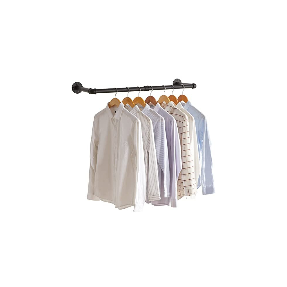 Wall Mounted Clothes Rail, 94cm Industrial Pipe Clothes Bar Rack, Heavy ...