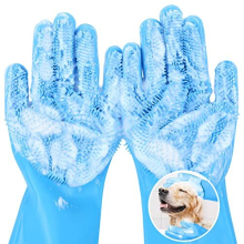 pecute Dog Washing Gloves, Cleaning Gloves Multifunction, Dog Grooming Gloves, Washing Up Gloves, Heat Resistant Silicone Gloves Household, Bathing