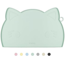 Cat Food Mat Silicone Pet Feeding Mat for Dogs and Cats Non Slip Dog Bowl Mat for Food and Water Green