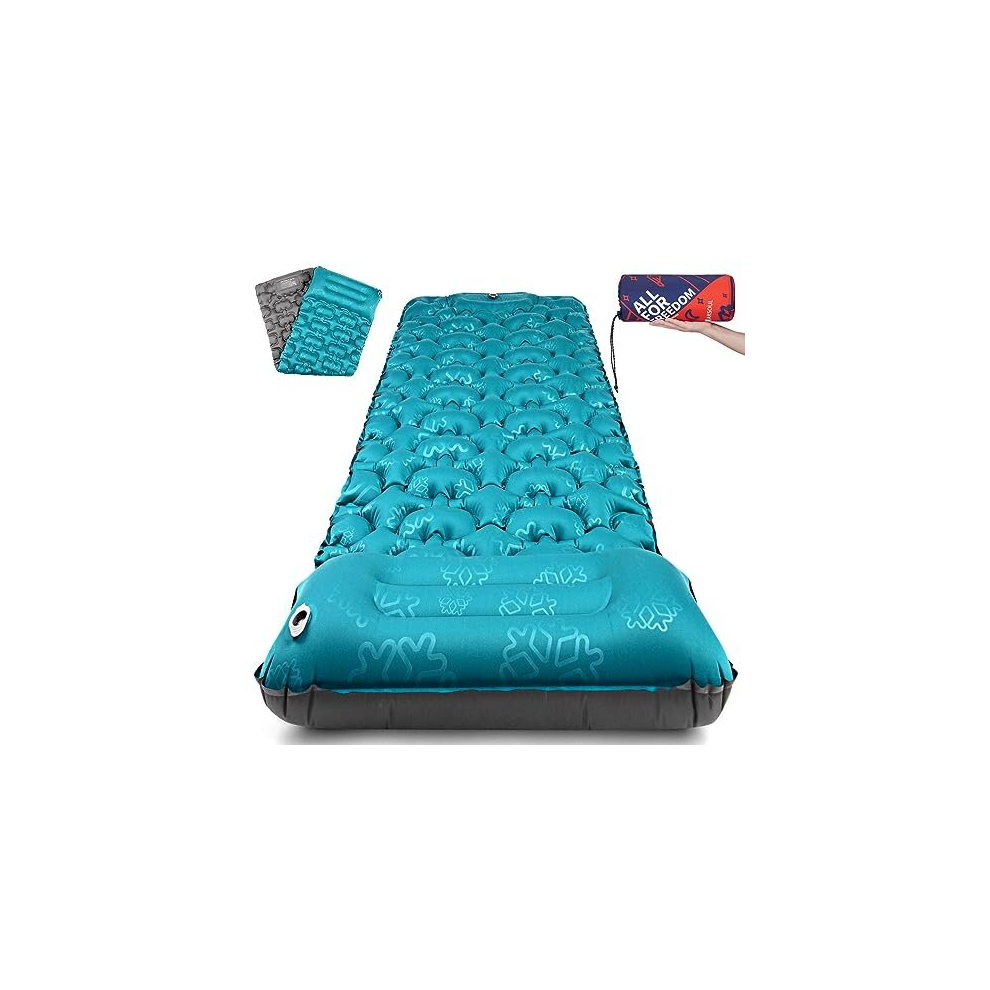 Camping Self-inflating Sleeping Mat: Ultralight & Compact Inflatable Thick Camp Sleep Air Mattress, Lightweight Single Bed Pad for Hiking, Backpacking