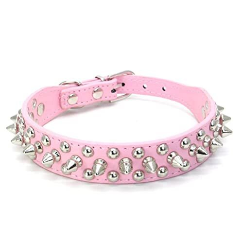 Spiked Dog Collar Soft Pu Leather Mushrooms Rivet Spike Studded Puppy ...